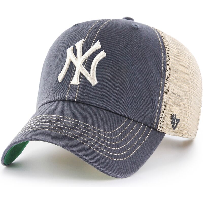 mutzen-gebogen-grau-snapback-clean-up-trawler-vintage-navy-der-new-york-yankees-mlb-von-47-brand