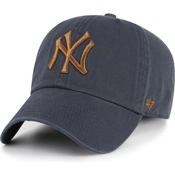 Mützen gebogen grau verstellbares band Clean Up Contrast Vintage Navy der New York Yankees MLB von 47 Brand