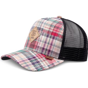 Mützen gebogen mehrfarbig snapback HFT Patch Check Red von Djinns