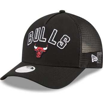 Mützen gebogen schwarz snapback 9FORTY M-Crown A Frame Pomp der Chicago Bulls NBA von New Era