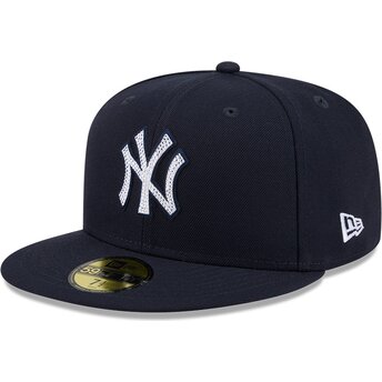 Mützen flach marineblau angepasst 59FIFTY Rhinestone Badge der New York Yankees MLB von New Era