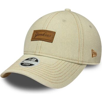 Mützen gebogen beige verstellbares band 9TWENTY Denim der New York Yankees MLB von New Era