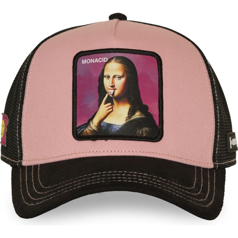 mutzen-gebogen-rosa-snapback-acid-art1-monacid-mona-lisa-famous-von-capslab