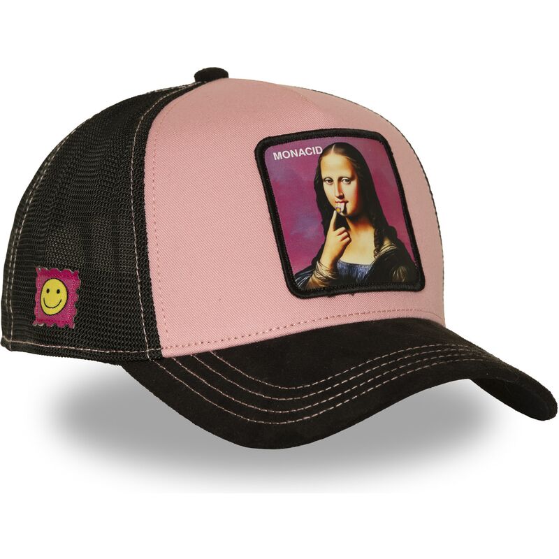 mutzen-gebogen-rosa-snapback-acid-art1-monacid-mona-lisa-famous-von-capslab