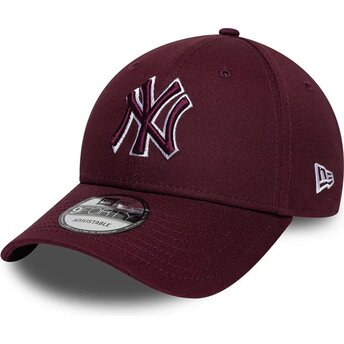 Mützen gebogen rot verstellbares band 9FORTY Team Outline der New York Yankees MLB von New Era