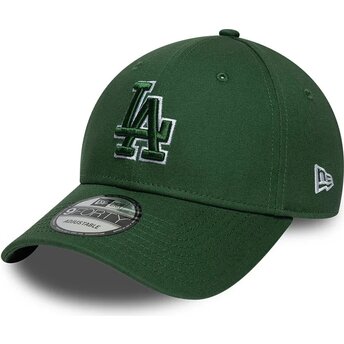 Mützen gebogen grün verstellbares band 9FORTY Team Outline der Los Angeles Dodgers MLB von New Era