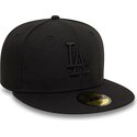 schwarze-enganliegende-flatcap-mit-schwarzem-logo-59fifty-league-essential-der-los-angeles-dodgers-mlb-von-new-era