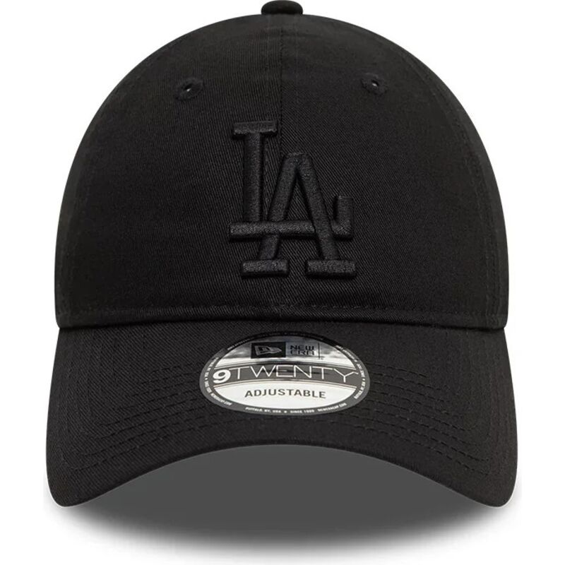 schwarze-verstellbare-curved-cap-mit-schwarzem-logo-9twenty-league-essential-der-los-angeles-dodgers-mlb-von-new-era schwarze-verstellbare-curved-cap-mit-schwarzem-logo-9twenty-league-essential-der-los-angeles-dodgers-mlb-von-new-era