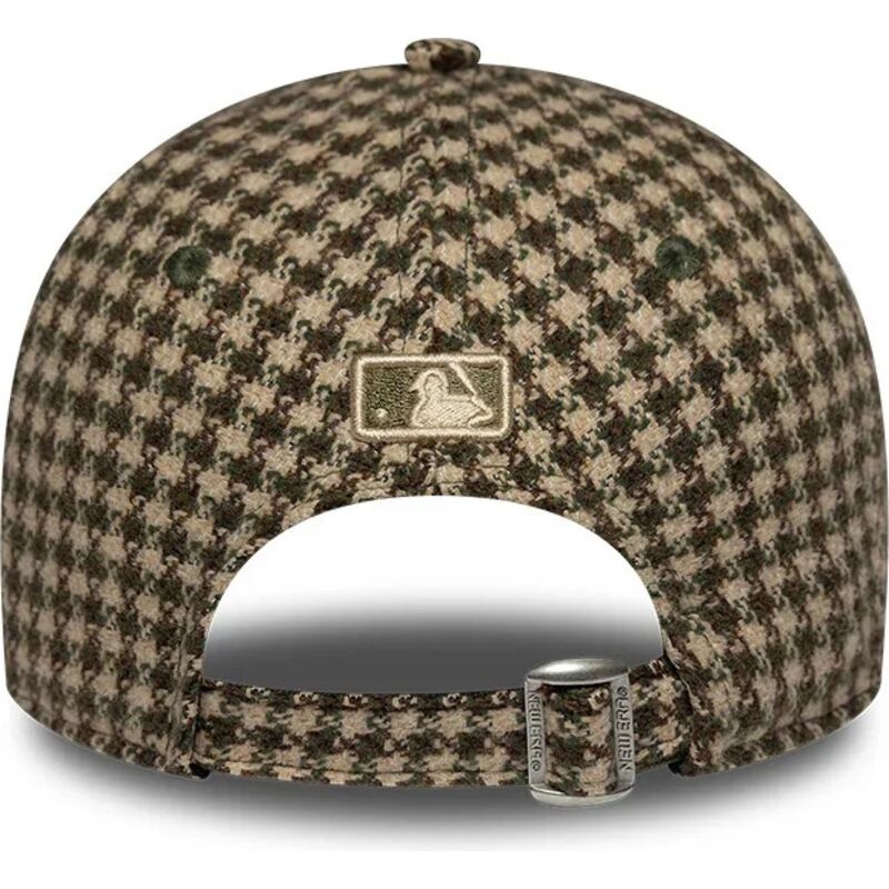 mutzen-gebogen-grun-verstellbares-band-9forty-m-crown-houndstooth-der-los-angeles-dodgers-mlb-von-new-era