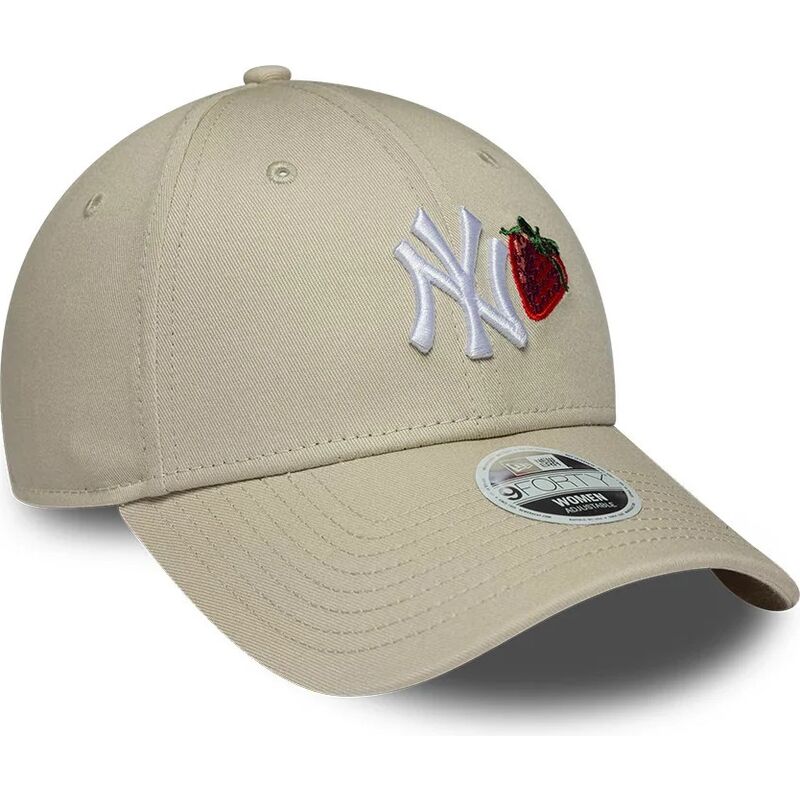 mutzen-gebogen-beige-verstellbares-band-9forty-fruit-icon-strawberry-der-new-york-yankees-mlb-von-new-era