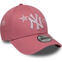 mutzen-gebogen-rosa-verstellbares-band-fur-kinder-9forty-space-der-new-york-yankees-mlb-von-new-era