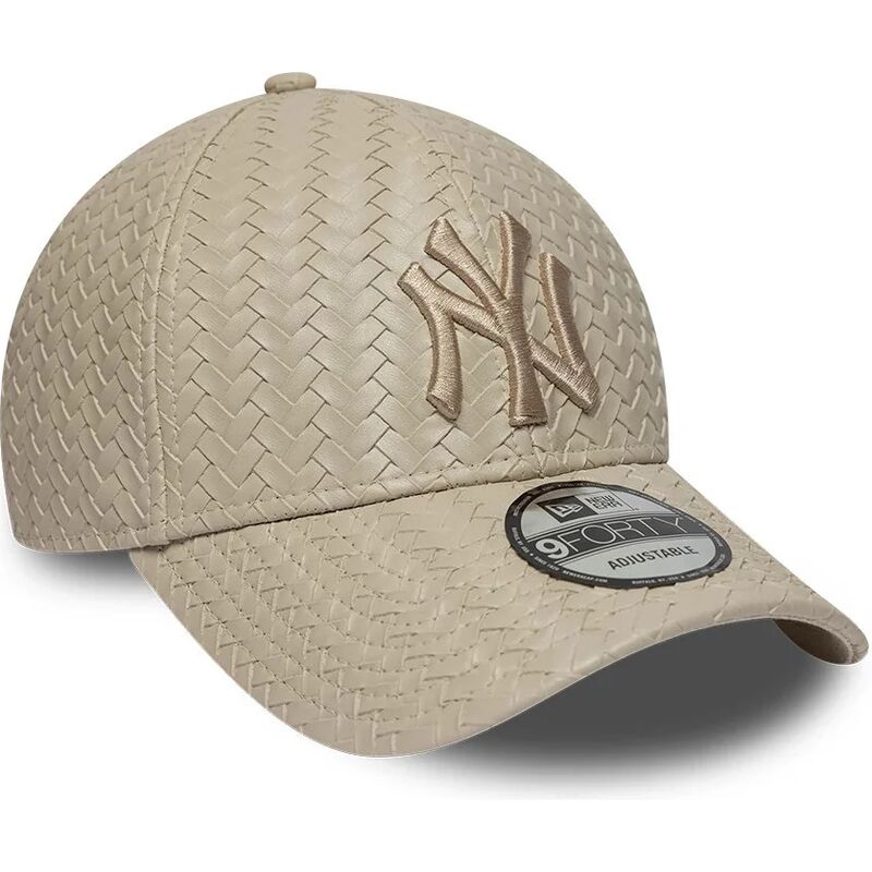 mutzen-gebogen-beige-verstellbares-band-9forty-pu-weave-der-new-york-yankees-mlb-von-new-era