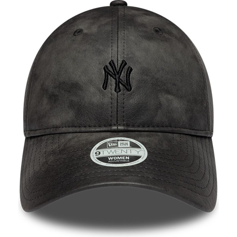 mutzen-gebogen-schwarz-verstellbares-band-9twenty-washed-pu-der-new-york-yankees-mlb-von-new-era