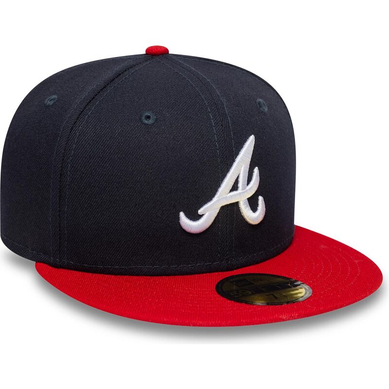 marineblaue-und-rote-anliegende-flat-cap-59fifty-ac-perf-der-atlanta-braves-mlb-von-new-era marineblaue-und-rote-anliegende-flat-cap-59fifty-ac-perf-der-atlanta-braves-mlb-von-new-era