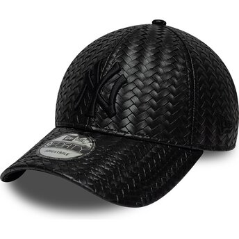 Mützen gebogen schwarz snapback 9FORTY PU Weave der New York Yankees MLB von New Era