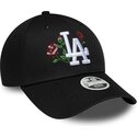 mutzen-gebogen-schwarz-snapback-9forty-rose-sequin-der-los-angeles-dodgers-mlb-von-new-era