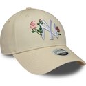 mutzen-gebogen-beige-snapback-9forty-rose-sequin-der-new-york-yankees-mlb-von-new-era