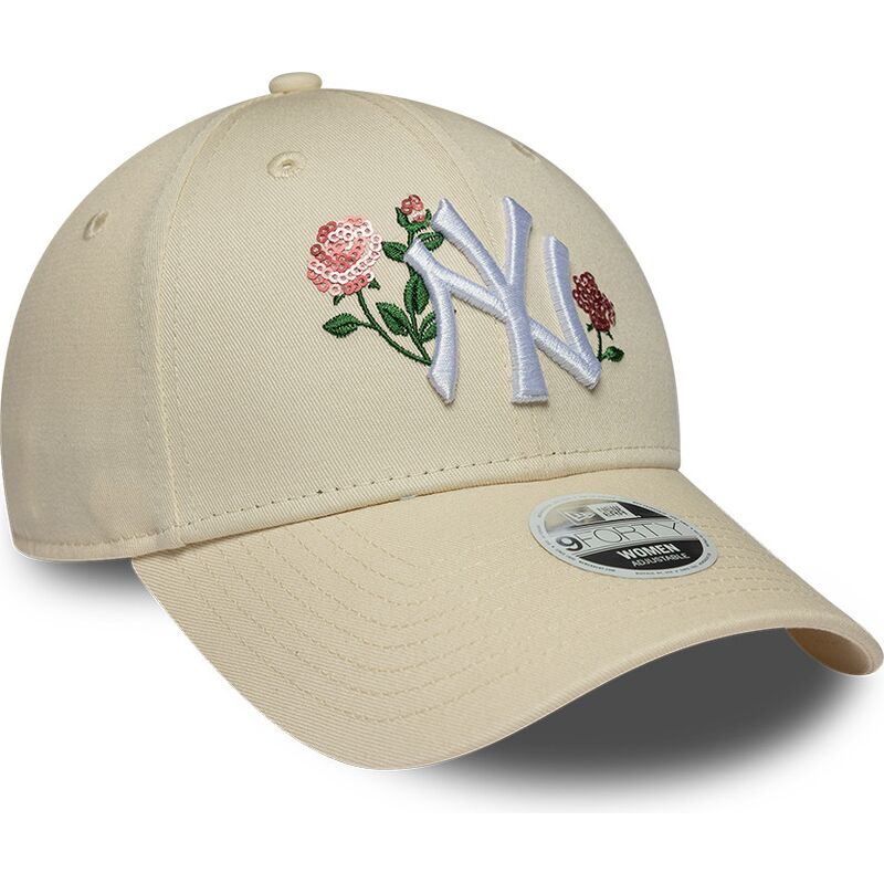 mutzen-gebogen-beige-snapback-9forty-rose-sequin-der-new-york-yankees-mlb-von-new-era
