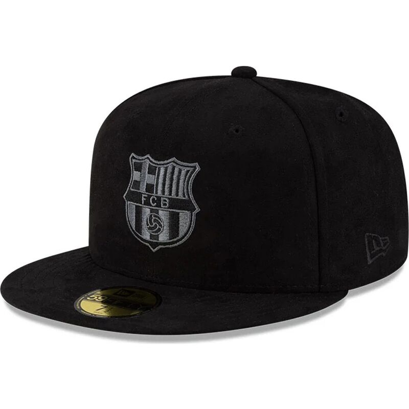 schwarze-enganliegende-flatcap-mit-schwarzem-fc-barcelona-laliga-logo-59fifty-mes-que-un-club-von-new-era