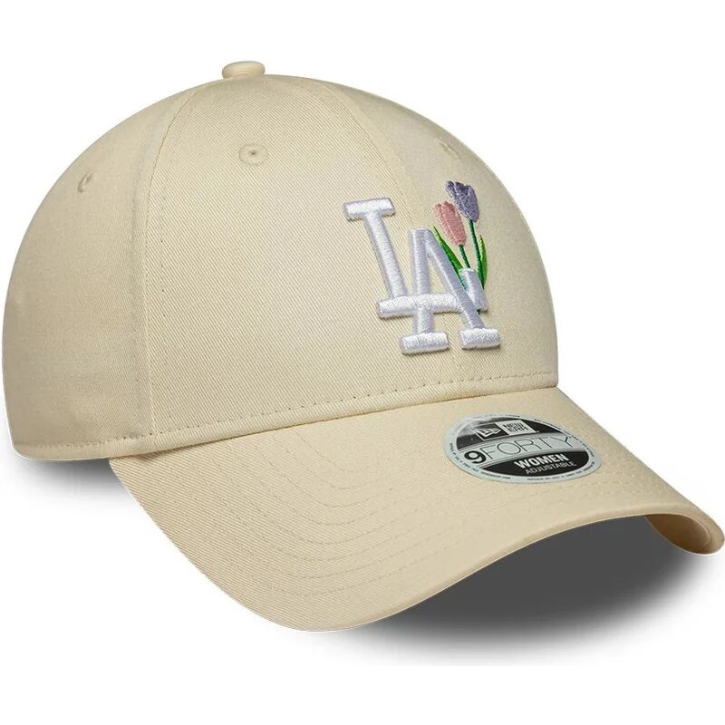 mutzen-gebogen-beige-verstellbares-band-9forty-flower-icon-der-los-angeles-dodgers-mlb-von-new-era