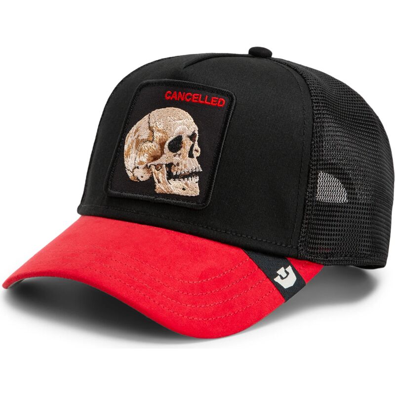 mutzen-gebogen-schwarz-snapback-cancelled-skull-microsuede-the-farm-goorin-bros
