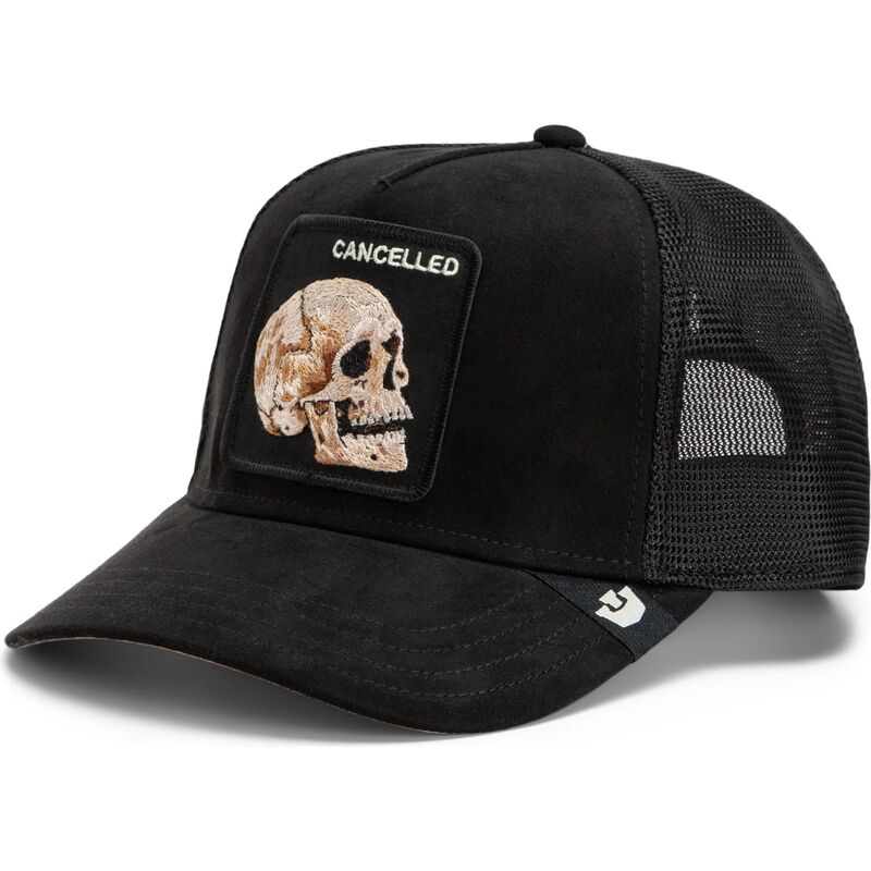 mutzen-gebogen-schwarz-snapback-suede-cancelled-skull-microsuede-the-farm-goorin-bros