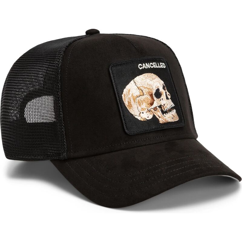 mutzen-gebogen-schwarz-snapback-suede-cancelled-skull-microsuede-the-farm-goorin-bros