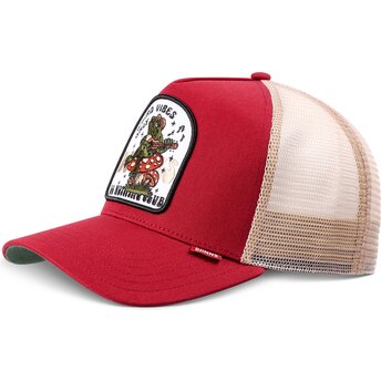 Mützen gebogen rot snapback HFT Do Nothing Club Weird Vibes Frog von Djinns