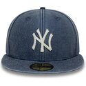 mutzen-flach-marineblau-angepasst-59fifty-washed-der-new-york-yankees-mlb-von-new-era