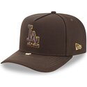 mutzen-gebogen-braun-snapback-9fifty-a-frame-precurved-visor-pin-der-los-angeles-dodgers-mlb-von-new-era