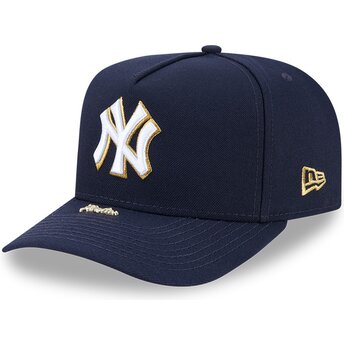 Mützen gebogen marineblau snapback 9FIFTY A Frame Precurved Visor Pin der New York Yankees MLB von New Era