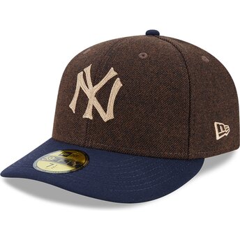 Mützen gebogen braun angepasst 59FIFTY Precurved der New York Yankees MLB von New Era