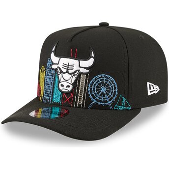 Mützen gebogen schwarz snapback 9FIFTY A Frame Precurved Skyline der Chicago Bulls NBA von New Era