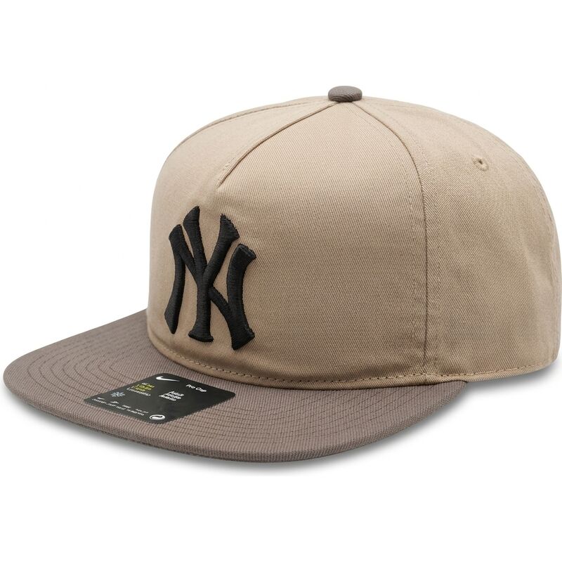 mutzen-flach-beige-verstellbares-band-pro-unstructured-5-panel-der-new-york-yankees-mlb-von-nike