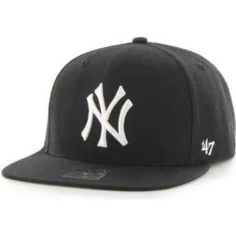 Schwarze flache Snapback-Kappe schlicht von MLB New York Yankees von 47 Brand