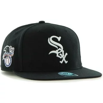 47 Brand Flat Brim Seitliches Logo MLB Chicago White Sox Smooth Snapback Cap schwarz 