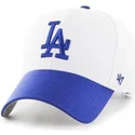 mlb-los-angeles-dodgers-kappe-mit-gebogenem-schirm-in-weiss-und-hellblauem-schirm-von-47-brand