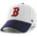 grau-melierte-kappe-mit-gebogenem-schirm-und-marineblauem-visier-von-mlb-boston-red-sox-von-47-brand