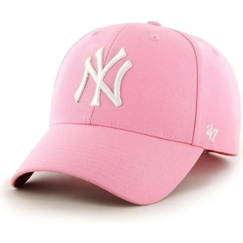 mutzen-gebogen-rosa-verstellbares-band-lisa-der-new-york-yankees-mlb-von-47-brand