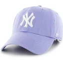 47-brand-mlb-new-york-yankees-kappe-mit-gebogenem-schirm-in-violett-und-grossem-frontlogo