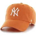 orange-curved-visor-cap-with-large-front-logo-of-mlb-new-york-yankees-by-47-brand