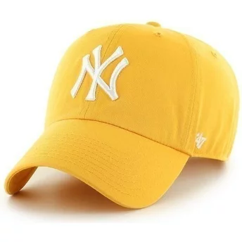 47 Brand Curved Brim Großes Vorderes Logo MLB New York Yankees Cap gelb