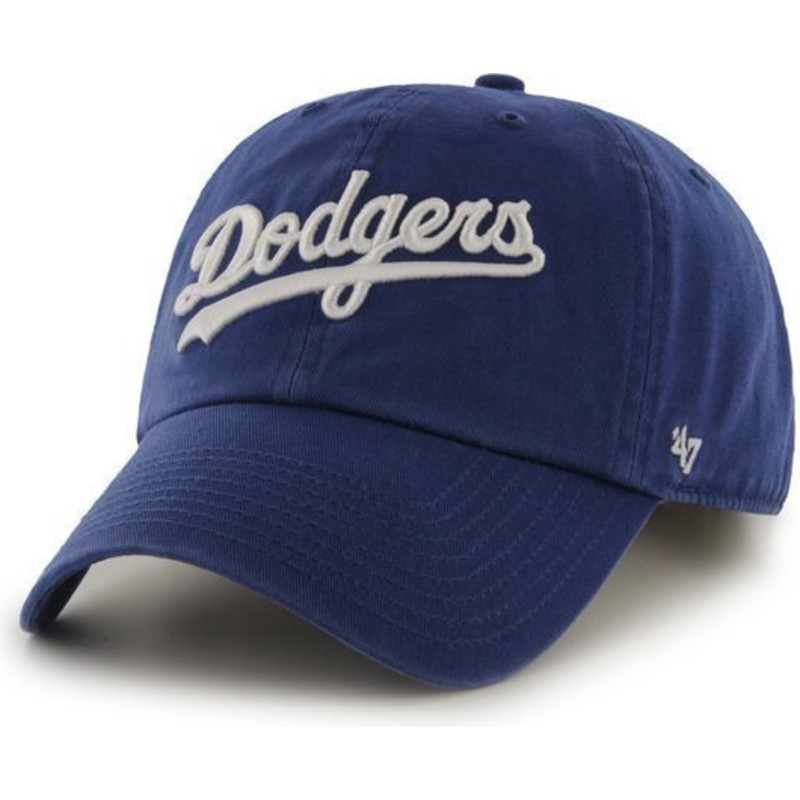 47-brand-curved-brim-script-logo-los-angeles-dodgers-mlb-clean-up-cap-blau