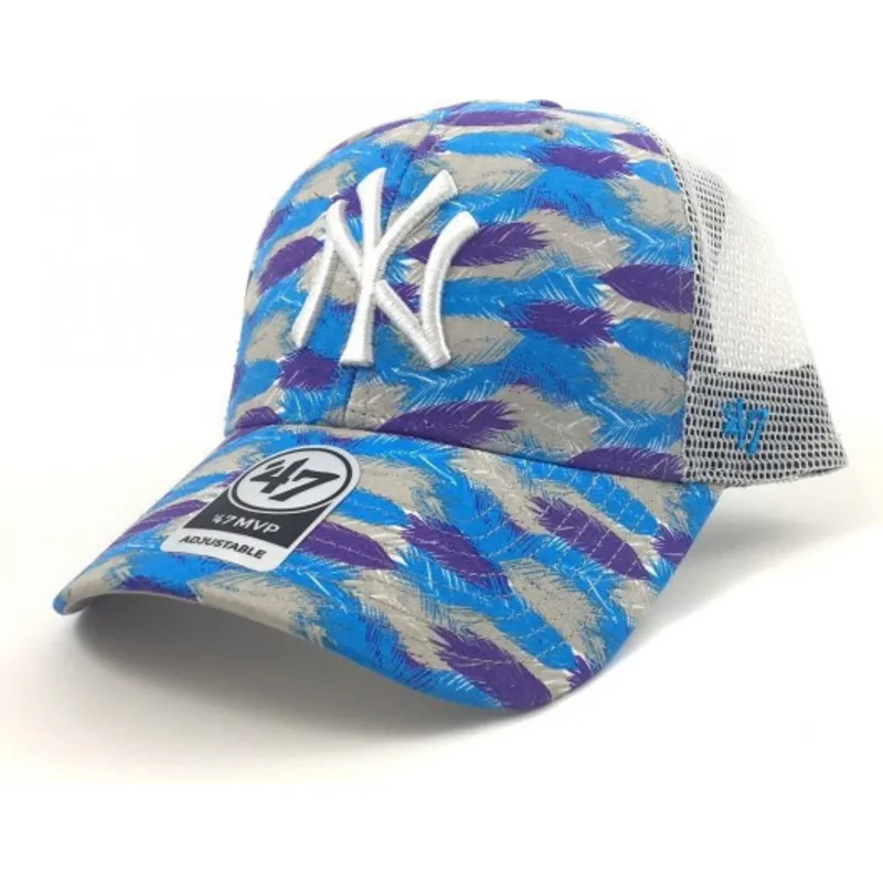 mutzen-gebogen-blau-snapback-estampado-de-hojas-der-new-york-yankees-mlb-von-47-brand