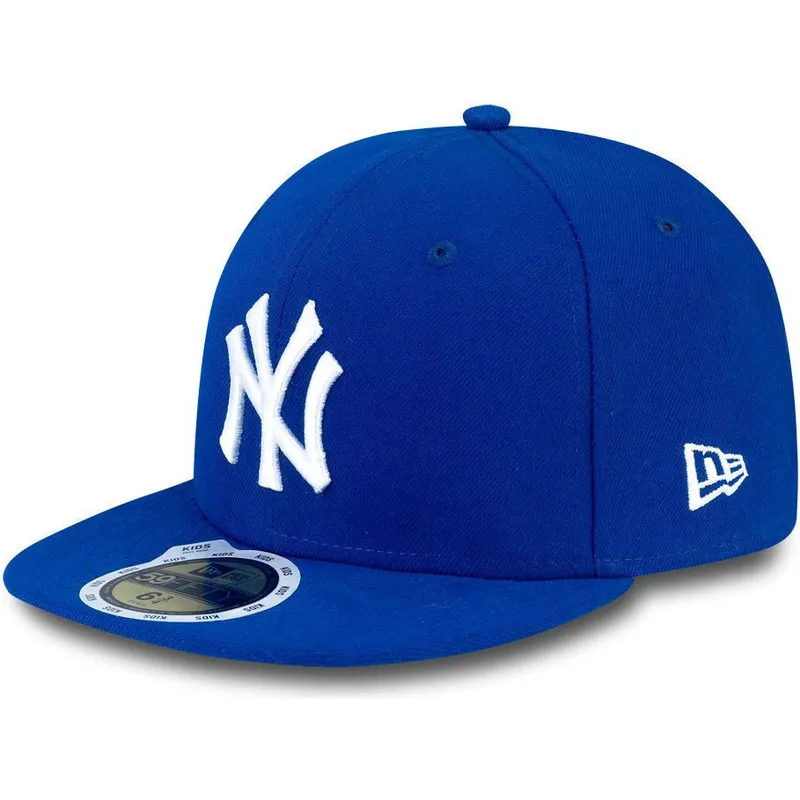 mutzen-flach-blau-angepasst-fur-kinder-59fifty-essential-der-new-york-yankees-mlb-von-new-era