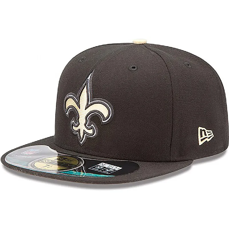 mutzen-flach-schwarz-angepasst-59fifty-authentic-on-field-game-der-new-orleans-saints-nfl-von-new-era