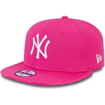 mutzen-flach-rosa-snapback-fur-kinder-9fifty-essential-der-new-york-yankees-mlb-von-new-era