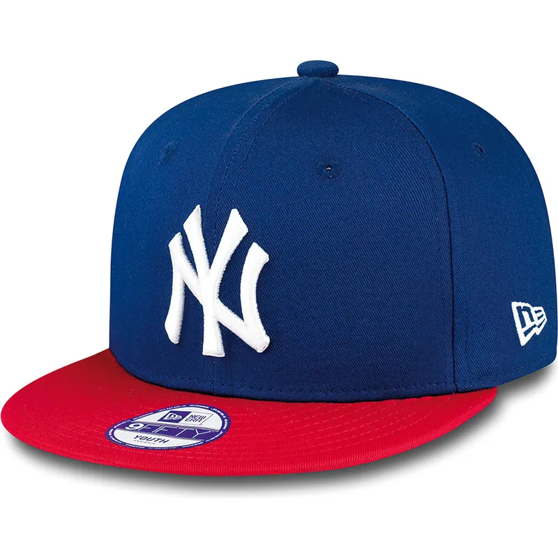 mutzen-flach-blau-snapback-fur-kinder-9fifty-cotton-block-der-new-york-yankees-mlb-von-new-era